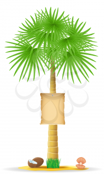 palm tree with a sign vector illustration isolated on white background