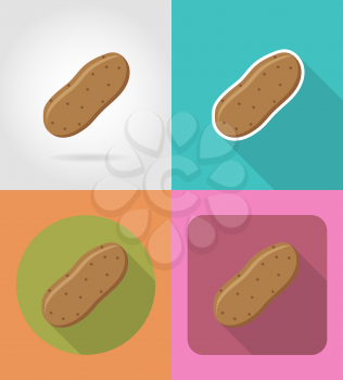 potatoes vegetable flat icons with the shadow vector illustration isolated on background