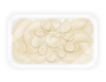 dumplings vareniki of dough with a filling in packaged vector illustration isolated on white background