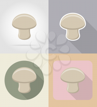 champignon mushroom food and objects flat icons vector illustration isolated on background
