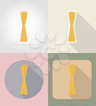 pasta spaghetti food and objects flat icons vector illustration isolated on background