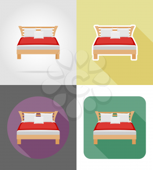 bed furniture set flat icons vector illustration isolated on white background