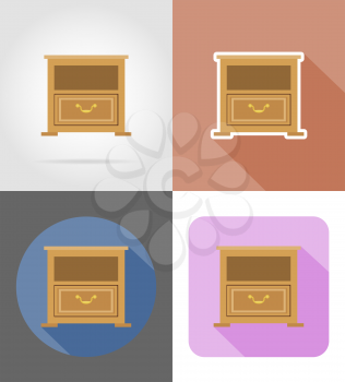 nightstand furniture set flat icons vector illustration isolated on white background