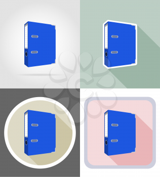 folder stationery equipment set flat icons vector illustration isolated on white background