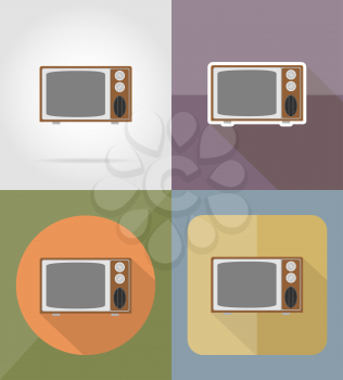 old retro tv flat icons vector illustration isolated on background