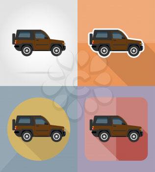 suv transport flat icons vector illustration isolated on background
