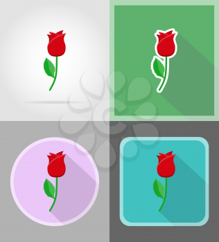 flower flat icons vector illustration isolated on background