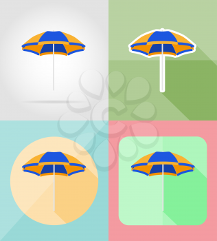 beach color umbrella flat icons vector illustration isolated on background