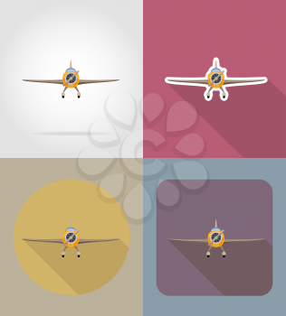 airplane flat icons vector illustration isolated on background