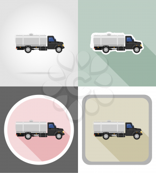 truck with tank for transporting liquids flat icons vector illustration isolated on background