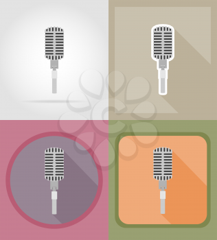 microphones flat icons vector illustration isolated on background