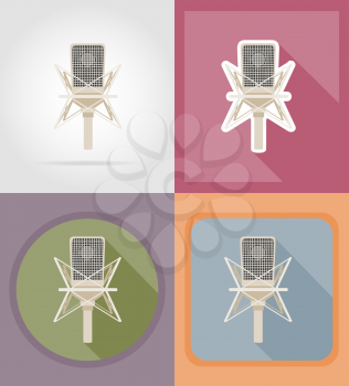 microphones flat icons vector illustration isolated on background