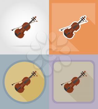 violin flat icons vector illustration isolated on background