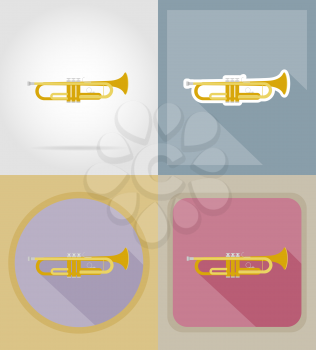 trumpet flat icons vector illustration isolated on background
