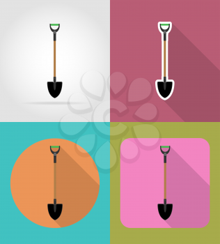 gardening tool shovel flat icons vector illustration isolated on background