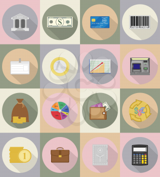 business and finance flat icons vector illustration isolated on background