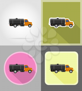 cargo truck delivery and transportation of fuel flat icons vector illustration isolated on background