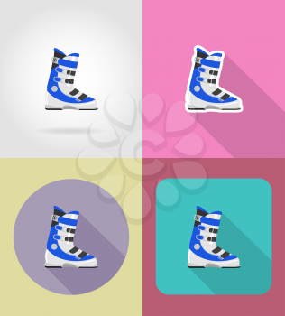 ski boots flat icons vector illustration isolated on background