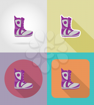 snowboarding boots flat icons vector illustration isolated on background