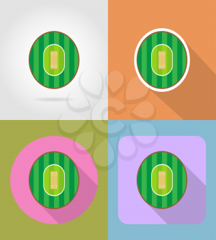 playground for cricket flat icons vector illustration isolated on background