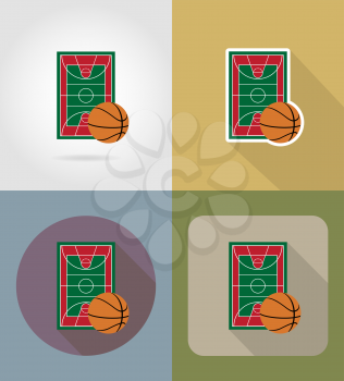 basketball court flat icons vector illustration isolated on background