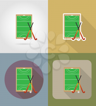 field of play in hockey on grass flat icons vector illustration isolated on background