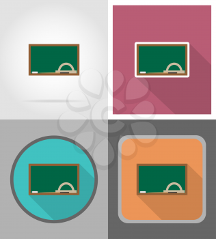 wooden school board flat icons vector illustration isolated on background