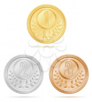 medal winner sport gold silver bronze stock vector illustration isolated on white background