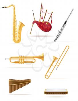wind musical instruments set icons stock vector illustration isolated on white background
