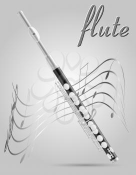 flute wind musical instruments stock vector illustration isolated on gray background