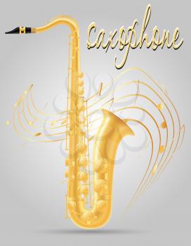 saxophone wind musical instruments stock vector illustration isolated on gray background