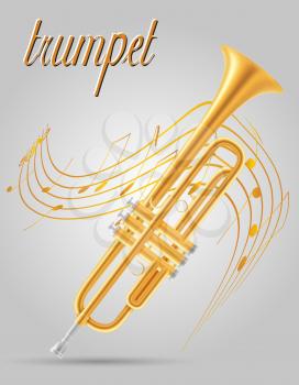 trumpet wind musical instruments stock vector illustration isolated on gray background