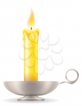 candle with candlestick old retro vintage icon stock vector illustration isolated on white background