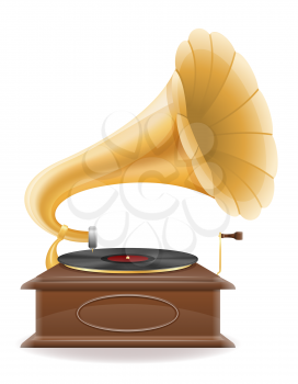 gramophone old retro vintage icon stock vector illustration isolated on white background