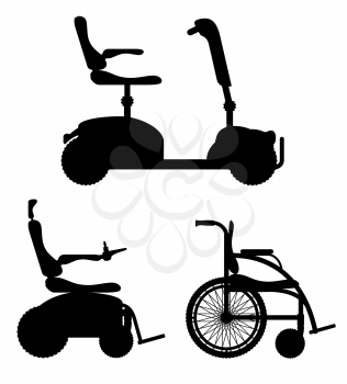 wheelchair for disabled people black outline silhouette stock vector illustration isolated on white background