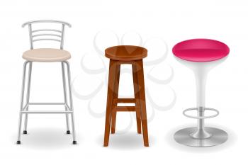 bar chair stool set icons vector illustration isolated on white background