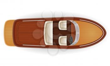 motor boat vintage old retro made of wooden vector illustration isolated on white background