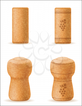 corkwood cork for wine and champagne bottle vector illustration isolated on white background