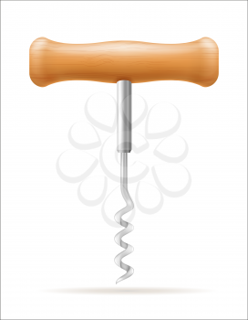 corkscrew for opening a cork in a wine bottle vector illustration isolated on white background
