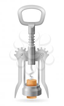 metal corkscrew for opening a cork in a wine bottle vector illustration isolated on white background
