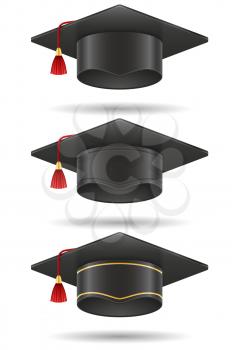 academic graduation mortarboard square cap vector illustration isolated on white background
