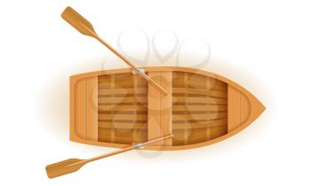 wooden boat top view vector illustration isolated on white background