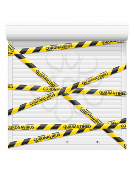 striped security tape prohibiting passage due to coronavirus covid-19 epidemic vector illustration isolated on white background