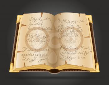 magic book of witches with spells vector illustration isolated on black background