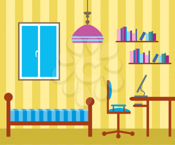 Royalty Free Clipart Image of a Bedroom Office