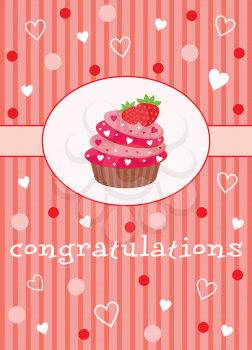 Royalty Free Clipart Image of a Card With a Cupcake