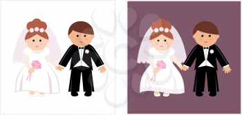 Royalty Free Clipart Image of Wedding Couples