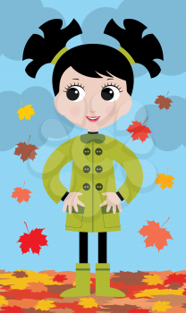Royalty Free Clipart Image of a Girl in Autumn