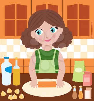 Royalty Free Clipart Image of a Woman Preparing Pastry
