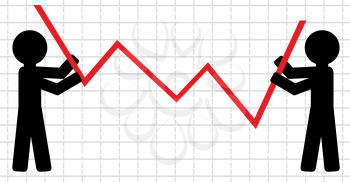 Royalty Free Clipart Image of Two Men With a Graph
